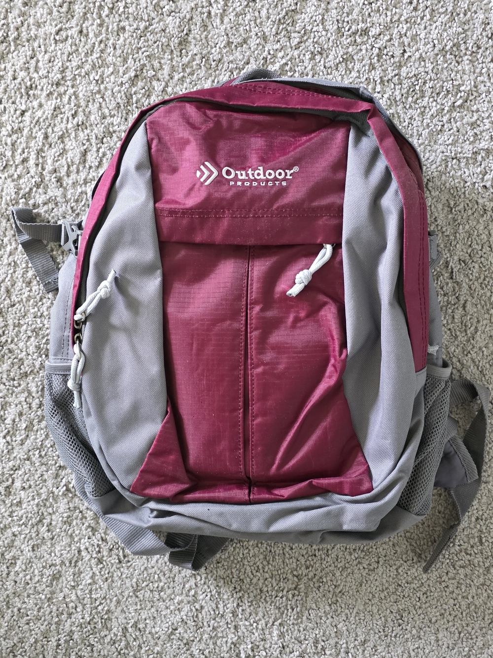 Outdoor Products Burgundy & Gray Backpack Multi-Pocket Everyday School Bag